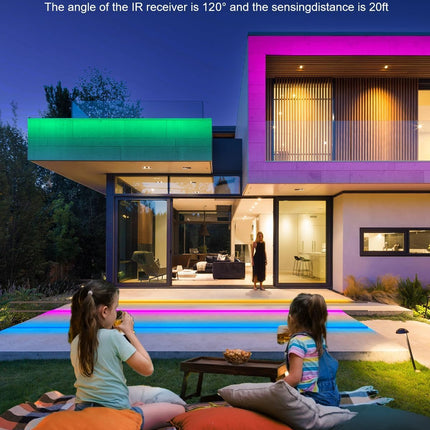 Fussion Outdoor LED Strip Lights Waterproof 65.6ft, IP68 LED Light Strips with Remote, RGB Color Changing Christmas House Rope Lighting for Outside