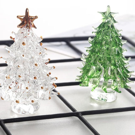 4PCS Crystal Christmas Tree Figurines Home Decor, Glass Christmas Tree Figurine, Christmas Tree Statues Decor for Bedroom, Collector's Item for Christmas Tree Lovers