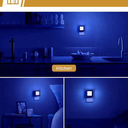 DORESshop Blue Night Light [2 Pack], Night Lights Plug Into Wall, Night Light, Dusk to Dawn Sensor, LED Night Light Adjustable Brightness, Bedroom, Bathroom, Hallway, Stairs, Christmas, Party