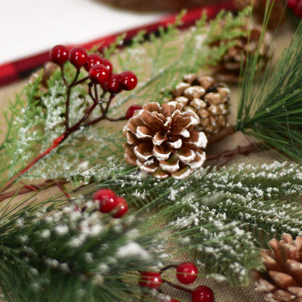 DearHouse 6FT Berry Pine Christmas Garland with Spruce Cypress Berries Pinecones Winter Artificial Greenery Garland for Holiday Season Mantel Fireplace Table Runner Centerpiece Year Decor