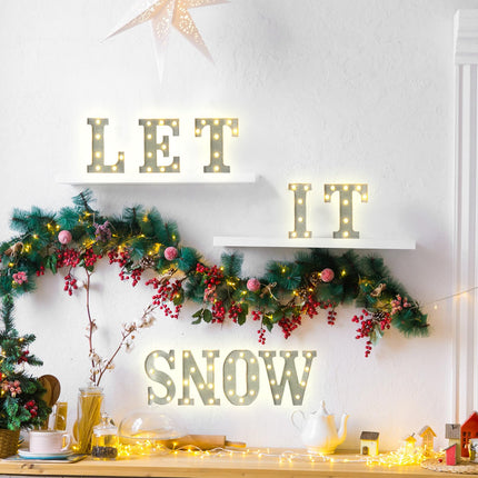 9 Pcs LET IT Snow Letter Light up Sign Christmas Decorations Winter Marquee LED Sign Indoor Christmas Lights for Table and Wall Decor Merry Christmas Home Happy Holidays Centerpiece