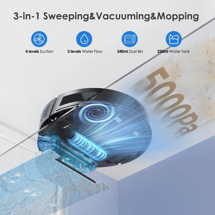 Lubluelu L15 Robot Vacuum 5000Pa,3 In 1 Robot Vacuum And Mop Combo,Lidar Navigation,5 Maps,30 Nogo Zones, Wifiappalexa,Autocharging,Robot Vacuum Cleaner For Pet Hair, Carpet, Hard Floor