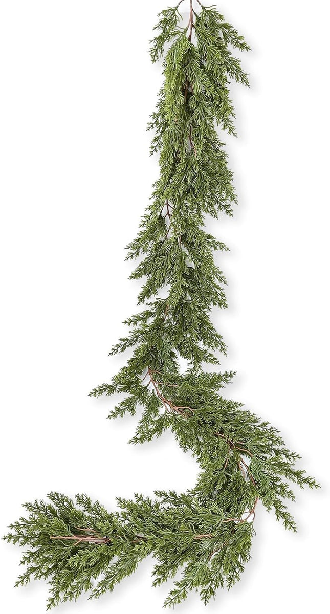 6Ft Christmas Pine Garland, Christmas Greenery Garland Realistic Cedar Artificial Cypress Garland for Holiday Mantel Fireplace Table Centerpiece Decor