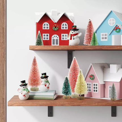 30 PCS Mini Bottle Brush Christmas Trees with Wood Base, Small Pine Tree Sisal Trees for Christmas Table Top Decor Winter Crafts Ornaments