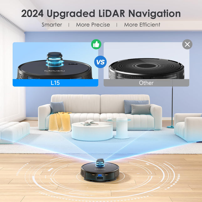 Lubluelu L15 Robot Vacuum 5000Pa,3 In 1 Robot Vacuum And Mop Combo,Lidar Navigation,5 Maps,30 Nogo Zones, Wifiappalexa,Autocharging,Robot Vacuum Cleaner For Pet Hair, Carpet, Hard Floor