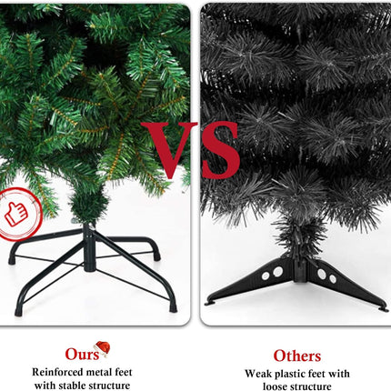ptlsy 6FT Christmas Tree Artificial Pine Christmas Tree with Solid Metal Stand 800 Branch Tips and Decorations Perfect for Indoor and Outdoor Holiday (Green)