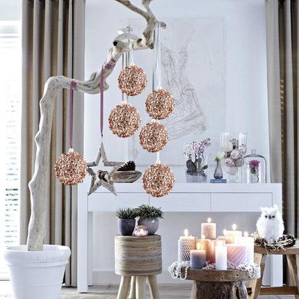4.25" Christmas Ball Ornaments 4pc Set Shatterproof Christmas Decorations Tree Balls for Xmas Trees Wedding Party Holiday Decorations Tabletop Small Trees Decoration (Champagne)