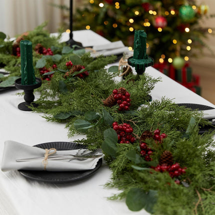 6.3FT Christmas 108 Branch Tips Artificial Cedar Garland, Anna's Whimsy Seasonal Artificial Pine Cypress Greenery Garland, Christmas Decorations Holiday Indoor Outdoor Christmas Decor Winter Garland
