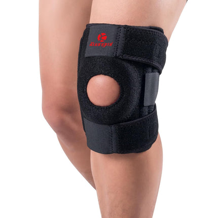 Kuangmi Knee Brace with Side Stabilizers & Patella Gel Pad,Adjustable Compression Knee Support with Arthritis Relief,Injury Recovery,Running,Weightlifting,Climbing(Black,4-Springs,L/XL
