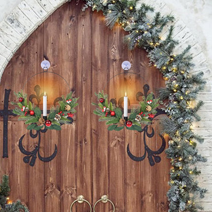 Wondise Flameless Candles with Remote and Timer Wreaths, Real Wax Battery Operated Wreaths with LED Flickering 3D Flame, Christmas for Front Door Window Holiday Christmas Decor