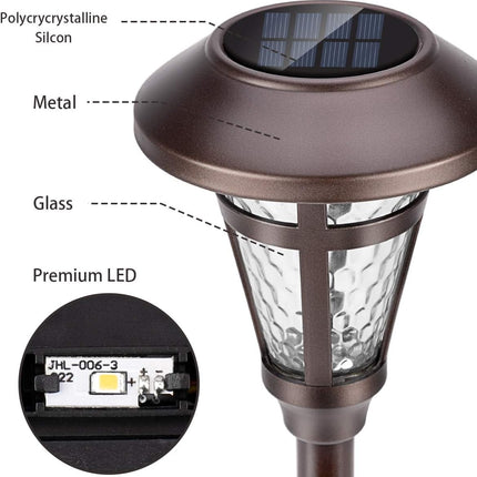 GIGALUMI Bright Solar Outdoor Lights Decorative 6 Pack, Solar Pathway Garden Lights Auto On/Off, Solar Lights Outdoor Waterproof Bronze Finished, Driveway Lights LED Landscape Lighting for Lawn Yard