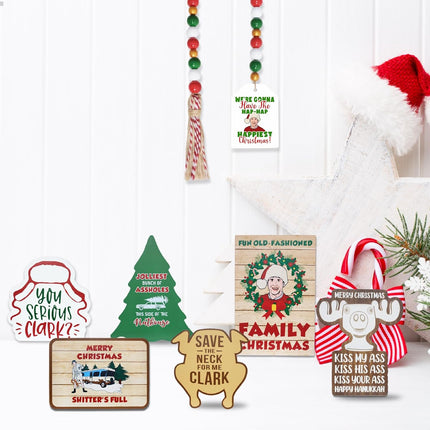 Christmas Vacation Decorations, Funny Christmas Vacation Tiered Tray Decor, Rustic Wooden Bead Garland, Farmhouse Table Mantel Decor, Griswold Christmas Vacation Merchandise s