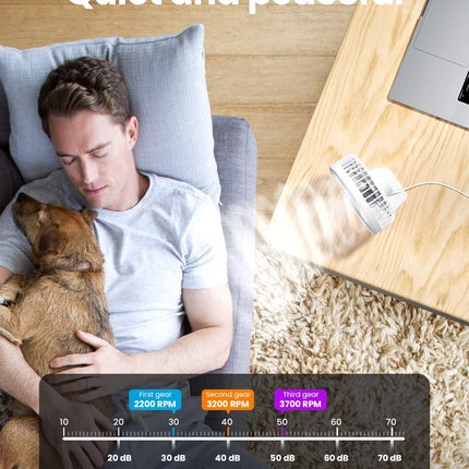 Gaiatop Usb Desk Fan, Small But Powerful, Portable Quiet 3 Speeds Wind Desktop Personal Fan, Adjustment Mini Fan Table Fan