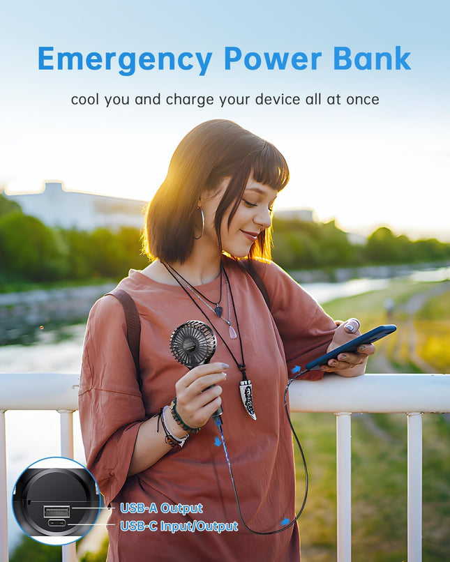 Aluan Handheld Fan Mini Fan Portable Hand Held Fan Rechargeable 4800Mah Battery Operated Fan With Power Bank Powerful 3 Speeds