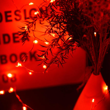 Fairy Lights Battery Operated 10FT Red Fairy String Lights 60 Led Fairy Lights Waterproof Mini String Lights Small Twinkle Lights Fairy Lights for Bedroom,Xmas Wreath,Wedding,Halloween,Christmas