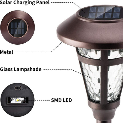 Solpex Solar Pathway Lights Outdoor,6 Pack Solar Garden Lights, Bronze Finshed, Waterproof Solar Walkway Lights Outdoor Lawn