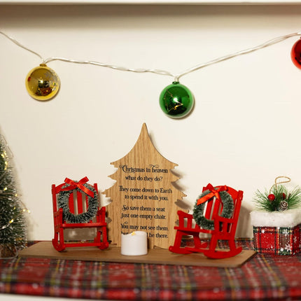Christmas in Heaven Decoration Christmas Memorial Candle Holders Rocking Chair Ornament Save A Seat Memorial Xmas Decor