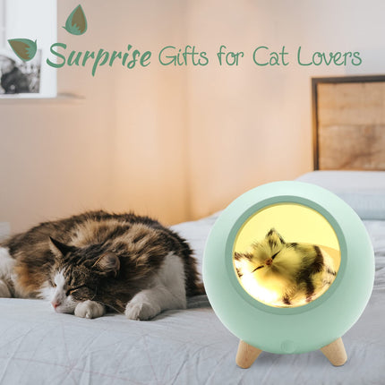 Vency Room Decor for Women, Cat Night Light for Bedroom, Cat Lover s for Women Wife Mom Teen Girls, Cute Cat House Valentine Christmas Birthday s (Green)