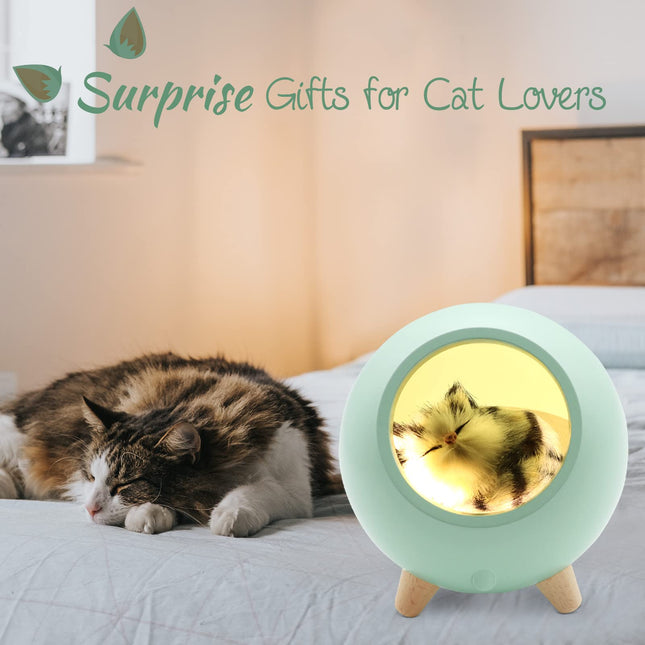 Vency Room Decor for Women, Cat Night Light for Bedroom, Cat Lover s for Women Wife Mom Teen Girls, Cute Cat House Valentine Christmas Birthday s (Green)