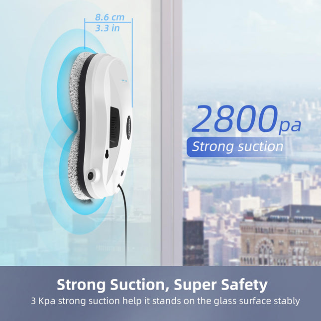 Alfabot Window Cleaning Robot With Dual Water Spray, X7 Robot Window Cleaner With Doubleside Water Spray 50Ml Water Tank, Smart Window Vacuum For Interiorexterior Highrise Windows