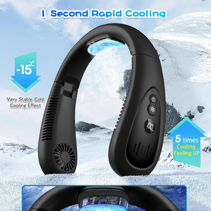 Neck Air Conditioner, 5000Mah Portable Neck Fan With Semiconductor Cooling Airflow Bladeless Usb Rechargeable 3 Speed Personal