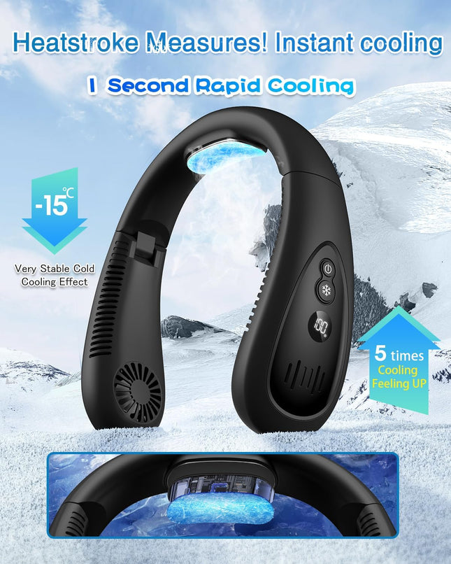 Neck Air Conditioner, 5000Mah Portable Neck Fan With Semiconductor Cooling Airflow Bladeless Usb Rechargeable 3 Speed Personal