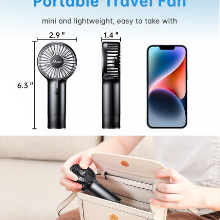 Aluan Handheld Fan Mini Fan Portable Hand Held Fan Rechargeable 4800Mah Battery Operated Fan With Power Bank Powerful 3 Speeds
