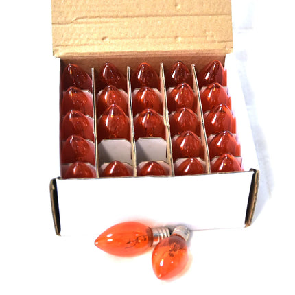 25 Pack C7 Replacement Bulbs, 5W Orange Light Bulbs, Halloween Christmas Light Bulbs for Outdoor String Lights Patio Wedding Decor, E12 Candelabra Base, Incandescent Night Lights