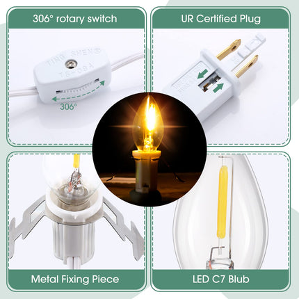 24 Packs Accessory Cord with LED Light Bulb, 6 Ft Warm Light Accessory Cord Kit (White)