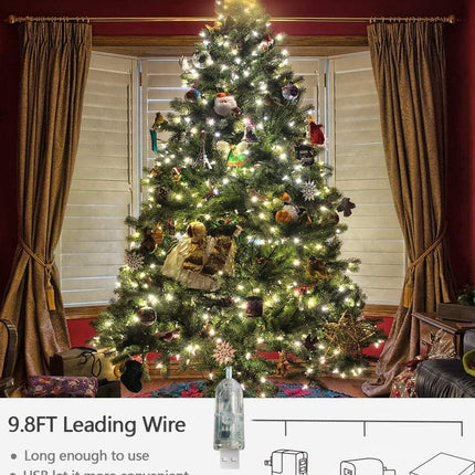 Raxurt Christmas Tree Topper, 40 LED 11 Inches USB Lighted Star Tree Topper with Remote Control Decorations for Indoor Home Decor, Gold/Large