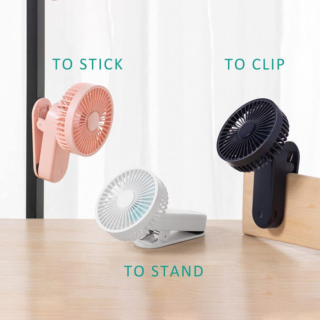 Handheld Mini Fan, Portable Clip On Fan Battery Operated, 3 Speeds Personal Hand Fan, Small Powerful Desk Fan With Magnet Base