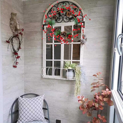 12 inch Artificial Christmas Wreath, Farmhouse Handmade Rattan Small Christmas Door Hanging with Red Berry, Pine Cones for Indoor Outdoor DIY Christmas Decoration Wall, Candle Tabletop Ornament