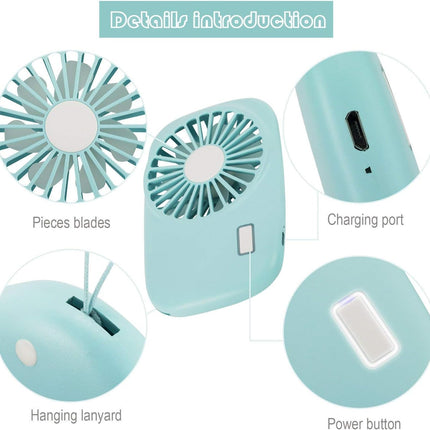 Aluan Handheld Fan + HandsFree Neck Fan With Lanyard, Rechargeable Battery Operated, Perfect For Makeup Or Travel