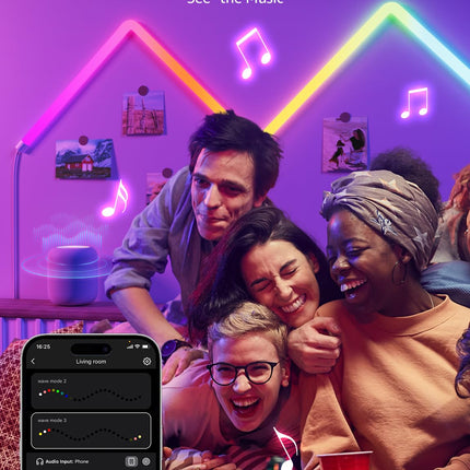 Lepro WL1 AI Smart RGB Wall Lights for Christmas Decorations, LLM AI Generated Lighting with LightBeats Music Sync, Voice Control Via App, Wi-Fi & Bluetooth LED Light Bars, 6 Pcs with 2 Corners