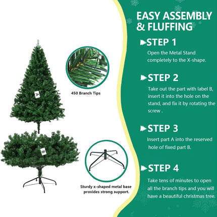 ULICO 4ft Artificial Christmas Tree,Premium Spruce Xmas Tree with 450 Branch Tips, Fake Christmas Tree with Foldable Metal Base Stand,Home, Office,Party Decoration-Green