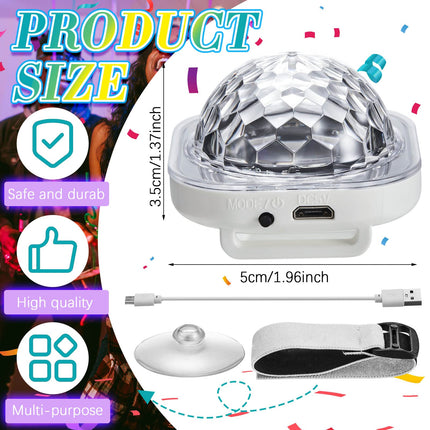 4 Pieces Mini Disco Light Ball Strobe Atmosphere Lights with USB Cable and Suction Portable LED Wristbands Rotating USB Night Disco Light up Bracelet Lamp for Christmas Dance Birthday