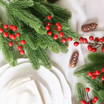 50 Pcs Artificial Pine Branches 11.4" Christmas Pine Branches Fake Christmas Greenery Plants Faux Evergreen Branches Pine Needles DIY Accessories for Christmas Tree Wreath Garland Home Office Decor