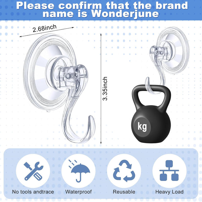 6 Pcs Wreath Door Hanger Clear Heavy Duty Suction Cup Hooks 11 lb Removable Reusable Window Glass Door Wreath Holder for Kitchen Shower Bathroom Halloween Christmas Wreath Decorations