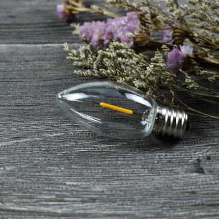 50PACK C9 LED Christmas Light Bulb ，C9 LED Replacement Bulb for Christmas String Lights, E17 Intermediate Base, 2700K Warm White, Commercial Grade Holiday Clear ‎Plastic Bulbs Dimmable Shatterproof