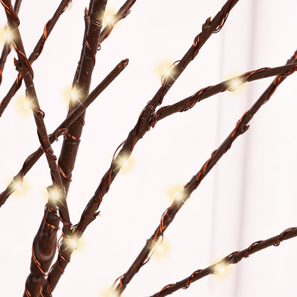 2 Pack Lighted Brown Willow Branches for Vases, 32IN 100 LED Artificial Tree Branches Lights with Timer, Plug in Lighted Brown Twig Branches for Home Fireplace Christmas Party Decoration