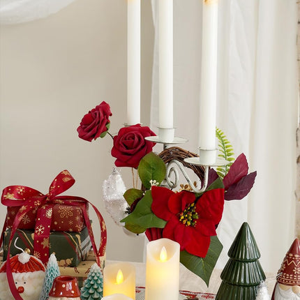 Artificial Flower Box Set Christmas red Themed Floral Decorations，Silk Fake Flowers for DIY Centerpieces Cake Decorations, Xmas Wreath Floral Arrangements Party (Merry Christmas Red)