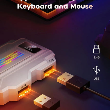 Keyboard Mouse Adapter for PC Game Controller Emulator for PC, PS4, PS3, Switch, Xbox One, Xbox 360, Xbox Series S/X - Supports Headphones, App Customization, White