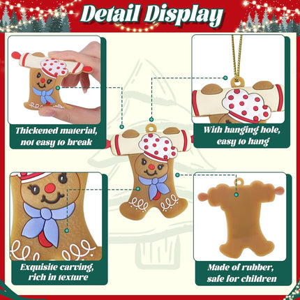 12pcs Gingerbread Christmas Decoration for Tree, Cooking Gingerbread Man Ornaments, Baking Gingerbread Hanging Decor Figurines for Christmas Tree Home Kitchen Party Supplies