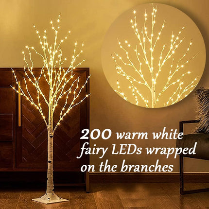 Fudios Lighted Birch Tree 4ft 200 LED Fairy Lights Christmas Twig Trees with Lights for Outdoor Inside Decoration