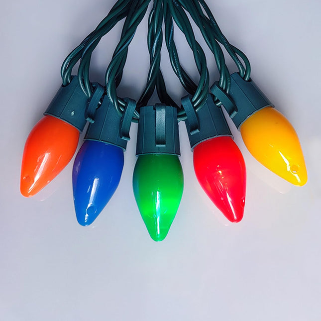 Christmas Lights Outdoor 25Ft C7 LED Christmas String Lights with 25 Multicolor Light Bulbs, Shatterproof Vintage Christmas Lights Connectable Rainbow Lights for Outside Party Balcony Christmas Decor