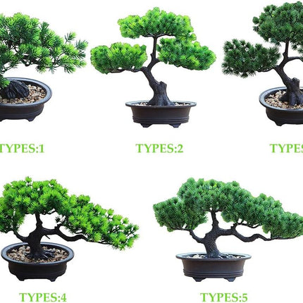 Artificial Bonsai Pine Tree, Fake Desk Plants Room Decor for Desktop Display Simulation Office Living Room Zen Garden Decoration Indoor Home Décor