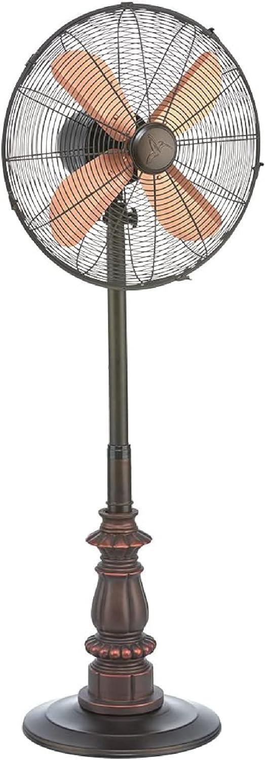 Decobreeze Pedestal Standing Fan, 3 Speed Oscillating Fan With Adjustable Height, Kipling, Antique Fan, 16 Inches