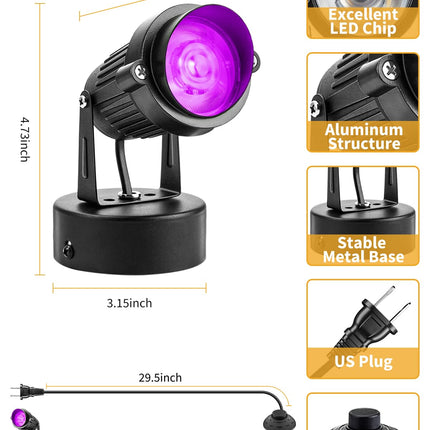 ZUCKEO Christmas LED Spot Lights Indoor RGBW Up Lights with Remote, 120V 10W Uplighting Indoor Spotlights Plug in, 4.92FT Code Accent Flood Light Color Changing Landscape Lighting with Switch (2Pack)