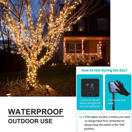 Solhice 2 Pack Solar String Lights for Outside, 200 LED 80ft Total Solar Christmas Lights Outdoor Waterproof, 8 Modes Warm White Xmas Tree Lights for Yard Garden Patio
