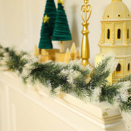 Cindeer 2 Pcs 6 Ft Christmas Cedar Garland Artificial Snow Pine Garland Christmas Gradient Cypress Garland for Mantel Fireplace Table Runner Centerpiece Decor Holiday Christmas Tree Decorations